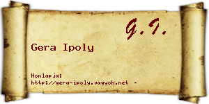 Gera Ipoly névjegykártya